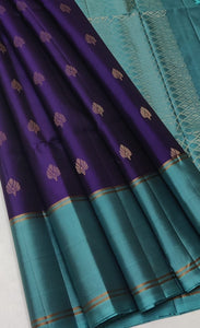 Classic Lavender & Green Double Warp Elegance Handloom Soft Silk Saree SS26404
