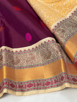 Load image into Gallery viewer, Classic Berry Plum &amp; Beige Elegance Kanchipuram Handloom Silk Saree SS24707
