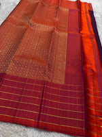 Load image into Gallery viewer, Classic Violet &amp; Brick Rose Elegance Kanchipuram Handloom Silk Saree SS27634
