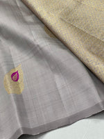 Load image into Gallery viewer, Classic Silver Grey 2gm Zari Kanchipuram Handloom Silk Saree SS26018

