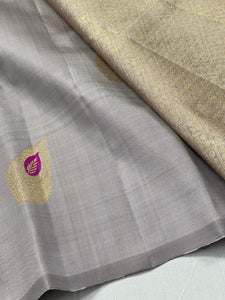 Classic Silver Grey 2gm Zari Kanchipuram Handloom Silk Saree SS26018