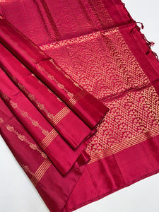 Classic Deep Pink Elegance Handloom Soft Silk Saree SS25745