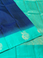 Load image into Gallery viewer, Classic Deep Blue &amp; Sea Green Elegance Kanchipuram Handloom Silk Saree SS23542
