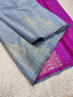 Load image into Gallery viewer, Classic Grey &amp; Pink 2gm Zari Elegance Kanchipuram Handloom Silk Saree SS25295
