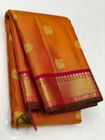 Load image into Gallery viewer, Classic Orange &amp; Pink 2gm Zari Elegance Kanchipuram Handloom Silk Saree SS23751
