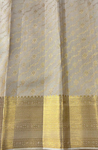 Classic Butter Cream 2gm Zari Bridal Elegance Kanchipuram Handloom Silk Saree SS25292