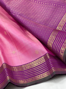 Pastel Pink & Onion Pink 2gm Zari Kanchipuram Handloom Silk Saree SS25576