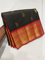 Load image into Gallery viewer, Classic Dark Chocolate Brown &amp; Brick Red 2gm Zari Elegance Kanchipuram Handloom Silk Saree SS28594
