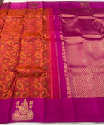 Load image into Gallery viewer, Classic Burnt Orange &amp; Deep Fuchsia Pink 2gm Zari Elegance Kanchipuram Handloom Silk Saree SS27177

