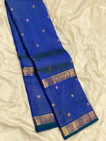 Load image into Gallery viewer, Classic Peacock Blue 2gm Zari Vaira Oosi Kanchipuram Handloom Silk Saree SS26511
