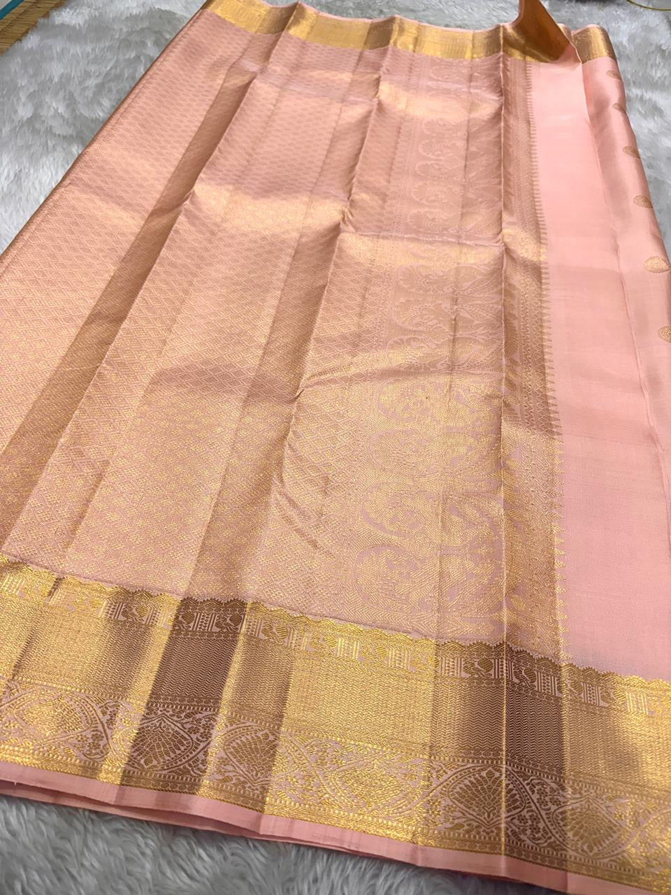 Pastel Pink Kanchipuram Handloom Silk Saree SS26046