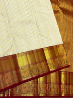 Load image into Gallery viewer, Classic Cream &amp; Barn Red 2gm Zari Meena Border Kanchipuram Handloom Silk Saree SS25590
