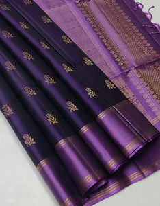 Classic Violet & Lavender Double Warp Elegance Handloom Soft Silk Saree SS23499