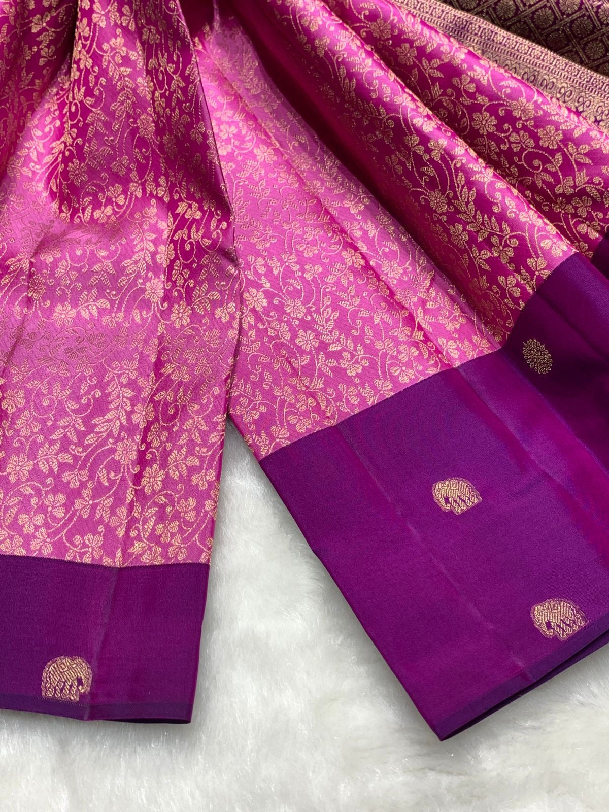 Classic Pink & Purple 2gm Zari Elegance Kanchipuram Handloom Silk Saree SS25365