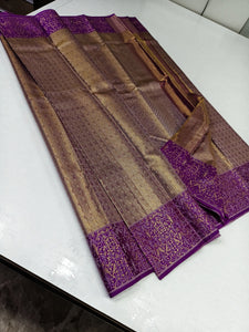 Classic Antique Gold & Vadamalli 2gm Zari Tissue Brocade Elegance Kanchipuram Handloom Silk Saree SS24243