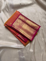 Load image into Gallery viewer, Classic Orange &amp; Deep Pink Elegance Kanchipuram Handloom Silk Saree SS24841
