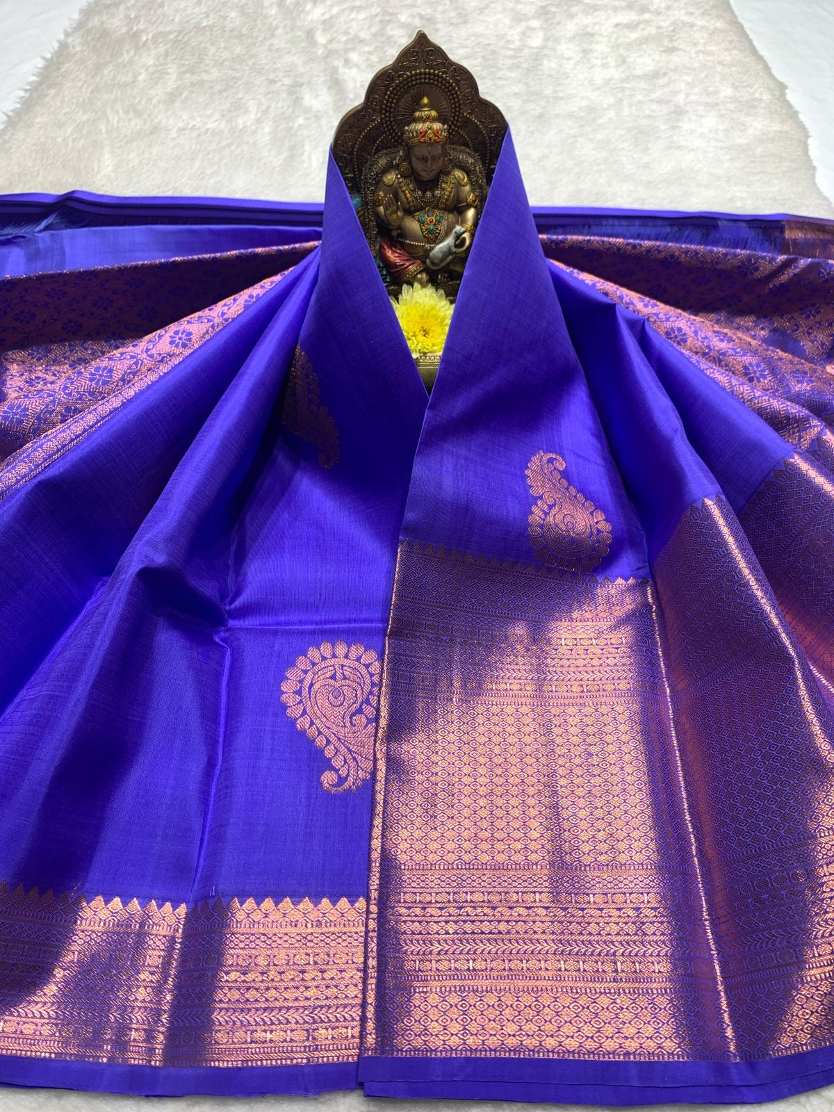 Classic Blue 2gm Zari Elegance Kanchipuram Handloom Silk Saree SS24394