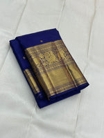 Load image into Gallery viewer, Classic Navy Blue 1gm Vintage Kanchipuram Handloom Silk Saree SS26277
