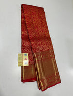 Load image into Gallery viewer, Classic Carmine Red Bridal Elegance Kanchipuram Handloom Silk Saree SS24836
