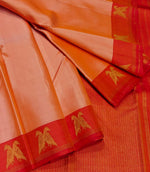 Load image into Gallery viewer, Classic Peach &amp; Orange 2gm Zari Elegance Kanchipuram Handloom Silk Saree SS27079
