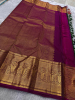 Load image into Gallery viewer, Classic Green &amp; Wine Red Elegance Kanchipuram Handloom Silk Saree SS24546
