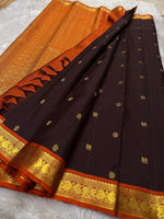 Load image into Gallery viewer, Classic Aubergine &amp; Burnt Orange Elegance Kanchipuram Handloom Silk Saree SS25388
