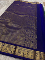 Load image into Gallery viewer, Classic Pine Green &amp; Royal Blue Elegance Kanchipuram Handloom Silk Saree SS27245
