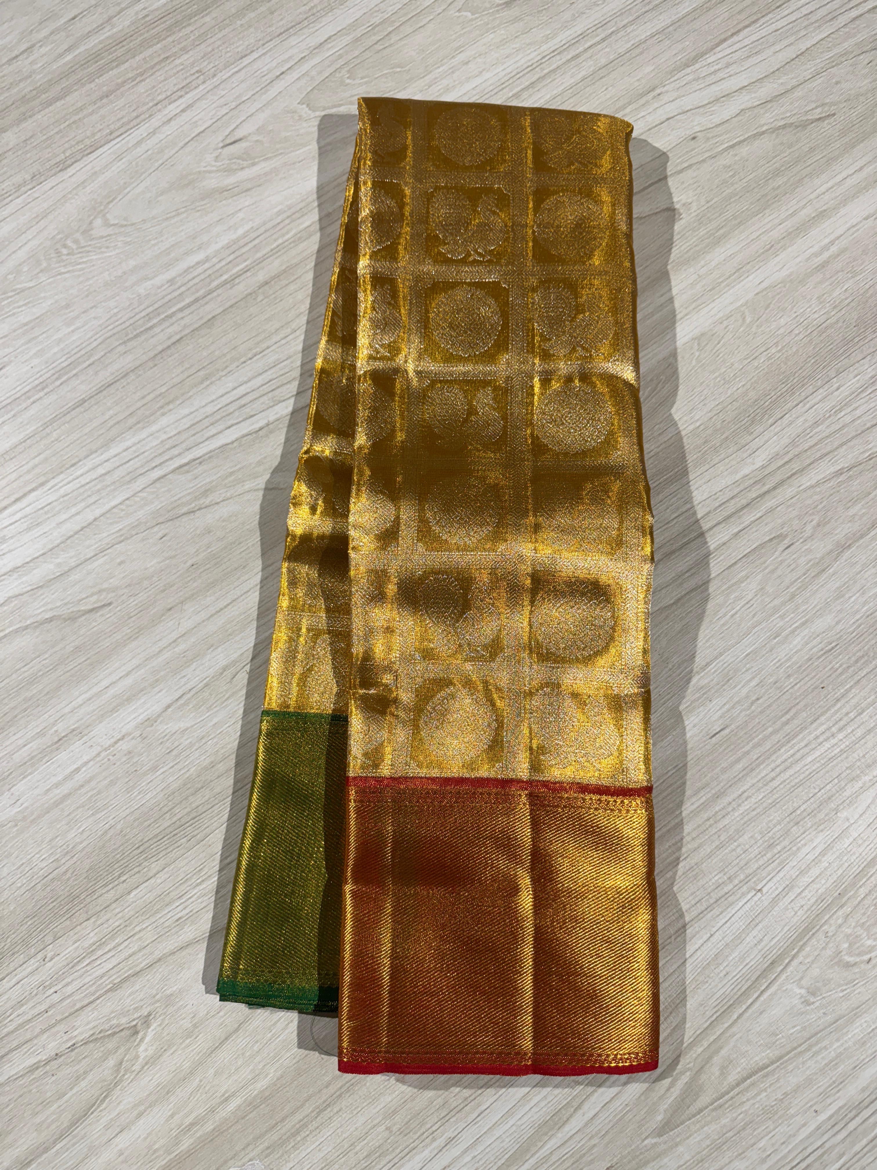 Classic Full Gold 1gm Zari Bridal Elegance Kanchipuram Handloom Silk Saree SS24021