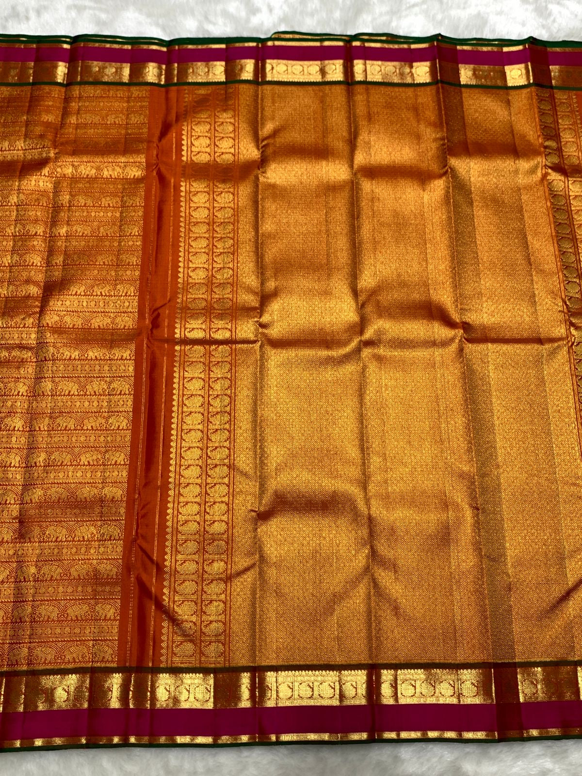 Classic Orange 2gm Zari Bridal Elegance Kanchipuram Handloom Silk Saree SS25982