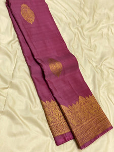 Classic Onion Pink 2gm Zari Bridal Elegance Kanchipuram Handloom Silk Saree SS24518