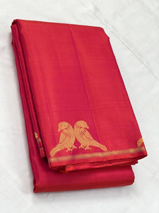 Classic Orange Pink 2gm Zari Elegance Kanchipuram Handloom Silk Saree SS25348