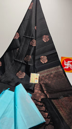 Load image into Gallery viewer, Classic Charcoal Black Elegance Handloom Soft Silk Saree SS25737

