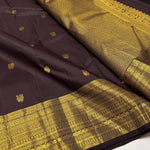 Load image into Gallery viewer, Classic Dark Coffeee Brown 1gm Zari Elegance Kanchipuram Handloom Silk Saree SS24392
