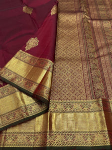 Classic Maroon Kanchipuram Handloom Silk Saree SS25621