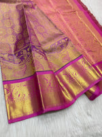 Load image into Gallery viewer, Classic Glow Pink Brocade Bridal Elegance Kanchipuram Handloom Silk Saree SS27072
