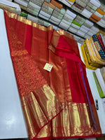 Load image into Gallery viewer, Classic Carmine Red Bridal Elegance Kanchipuram Handloom Silk Saree SS24836
