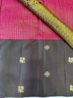 Load image into Gallery viewer, Classic Deep Pink &amp; Dark Brown 2gm Zari Elegance Kanchipuram Handloom Silk Saree SS27070
