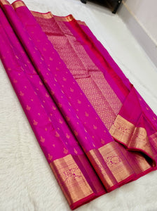 Classic Fuchsia Pink Elegance Kanchipuram Silk Saree SS23812