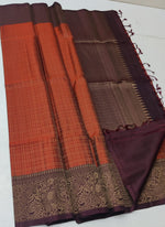 Load image into Gallery viewer, Classic Burnt Orange &amp; Coffee Brown Handloom Soft Silk Saree SS27669
