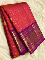 Load image into Gallery viewer, Classic Brick Rose &amp; Purple 2gm Zari Vaira Oosi Elegance Kanchipuram Handloom Silk Saree SS25323
