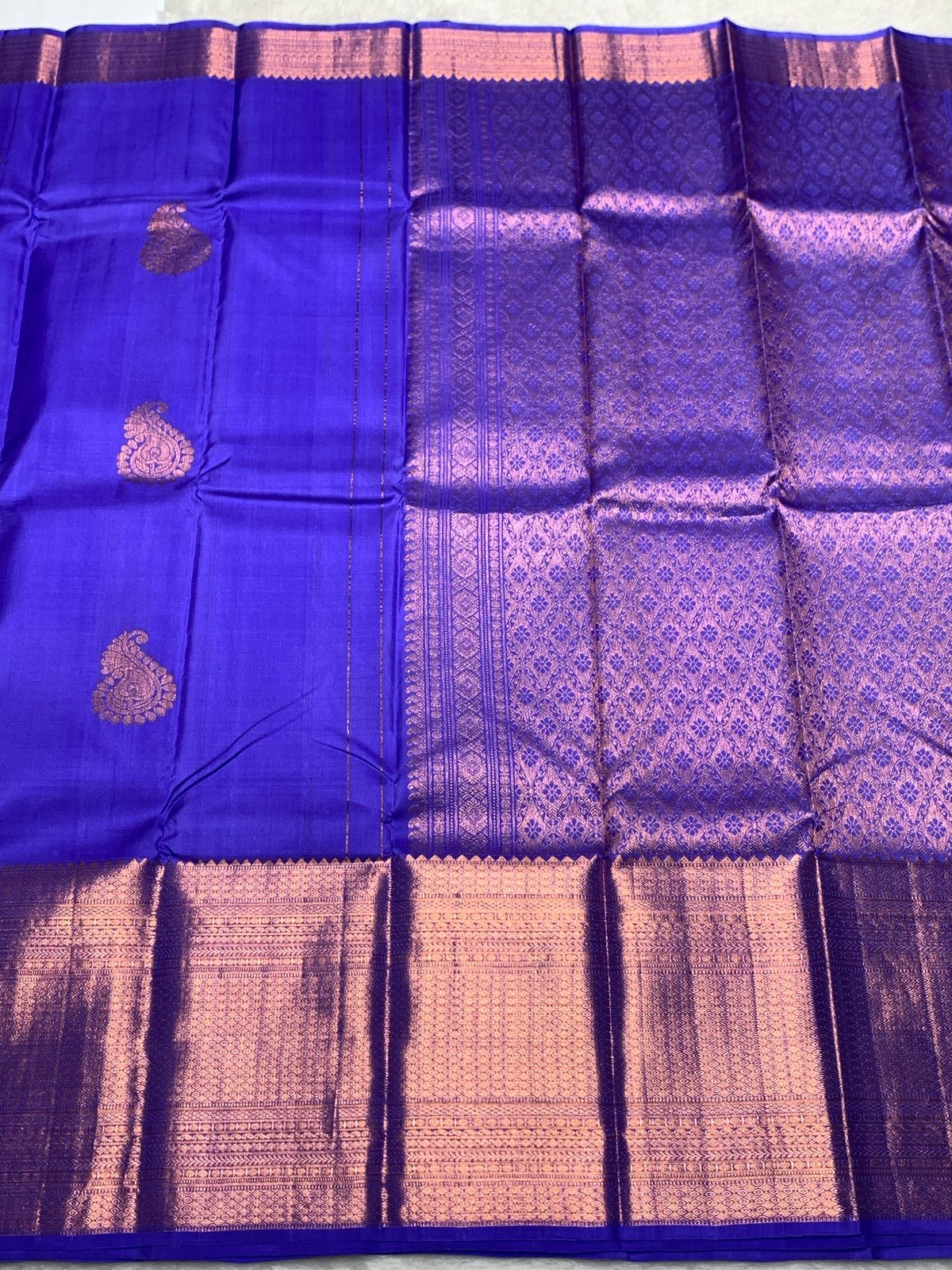 Classic Blue 2gm Zari Elegance Kanchipuram Handloom Silk Saree SS24394