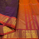 Load image into Gallery viewer, Classic Plum &amp; Orange 2gm Zari Elegance Kanchipuram Handloom Silk Saree SS24678
