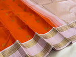 Load image into Gallery viewer, Classic Orange &amp; Baby Pink 1gm Thread Butta  Elegance Kanchipuram Handloom Silk Saree SS27350
