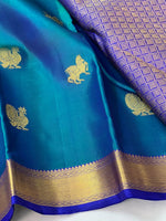 Load image into Gallery viewer, Classic Azure Blue 2gm Zari Elegance Kanchipuram Handloom Silk Saree SS23758
