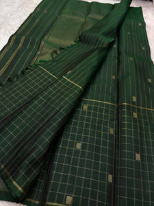 Classic Pine Green 4 gm Gold & Silver Kanchipuram Handloom Silk Saree SS26088