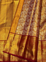 Load image into Gallery viewer, Classic Gold &amp; Red 2gm Zari Brocade Tissue Bridal Elegance Kanchipuram Handloom Silk Saree SS26658

