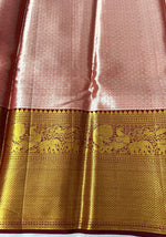 Load image into Gallery viewer, Pastel Cocoa Rose &amp; Barn Red 2gm Zari Bridal Elegance Kanchipuram Handloom Silk Saree SS24062
