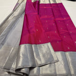 Load image into Gallery viewer, Classic Pink &amp; Silver Grey 2gm Zari Elegance Kanchipuram Handloom Silk Saree SS24470
