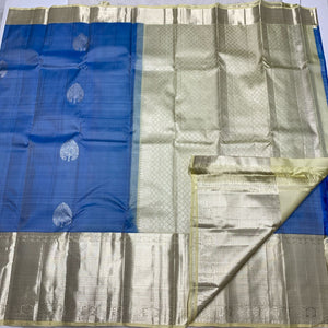 Classic Blue & Pista Green 2gm Zari Bridal Elegance Kanchipuram Handloom Silk Saree SS24399