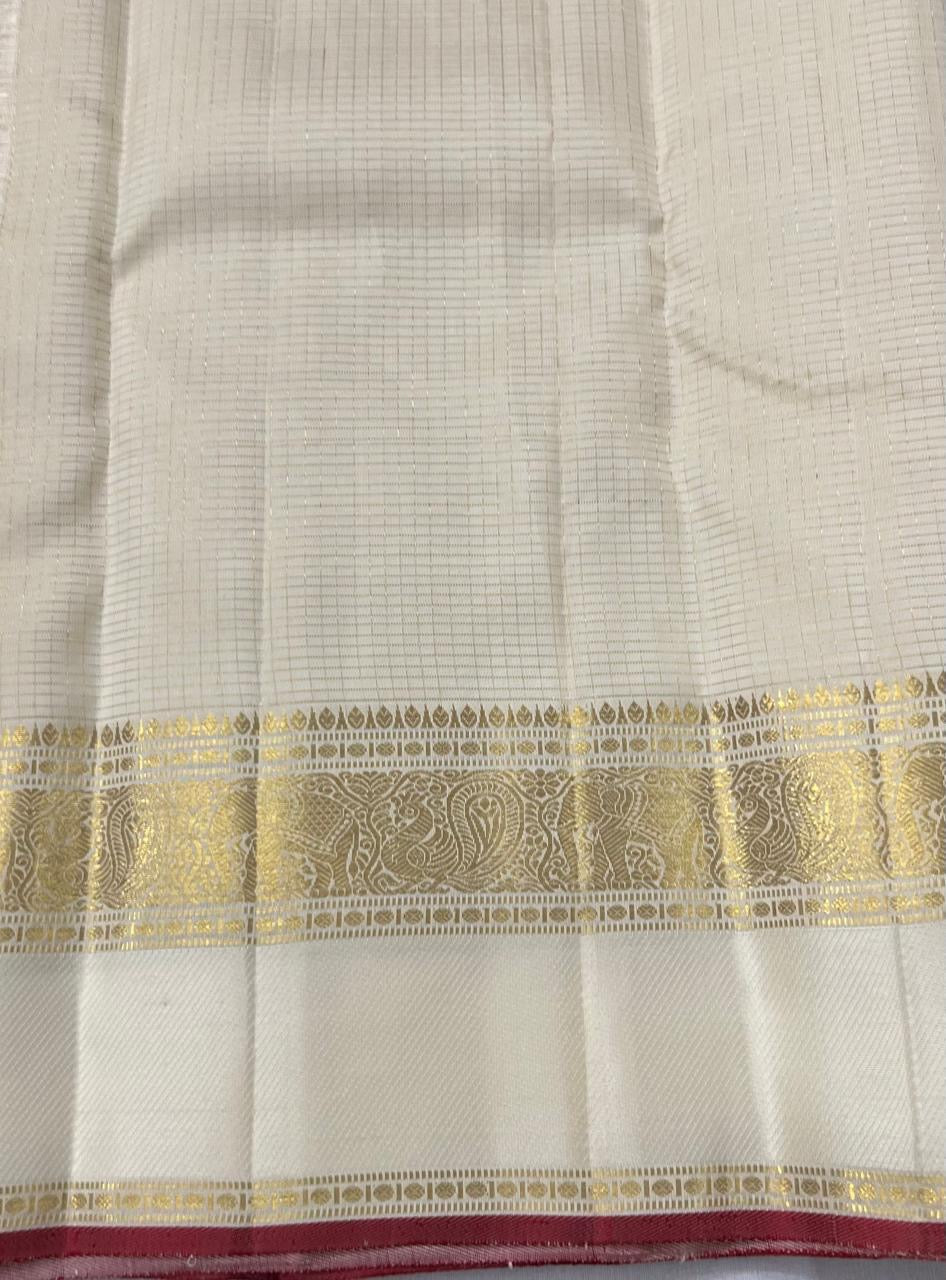 Classic White 2gm Zari Kanchipuram Handloom Silk Saree SS26014